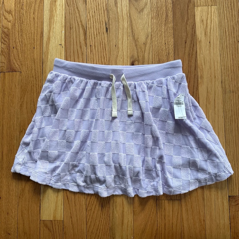 NWT Old Navy Lavender Terry Checkered Skater Skort size large 10-12